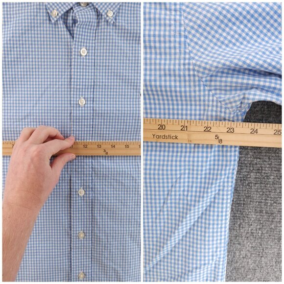 Vineyard Vines Check Whale Button-Down Large Cotton Blue Casual Long Sleeve Men - Picture 14 of 16